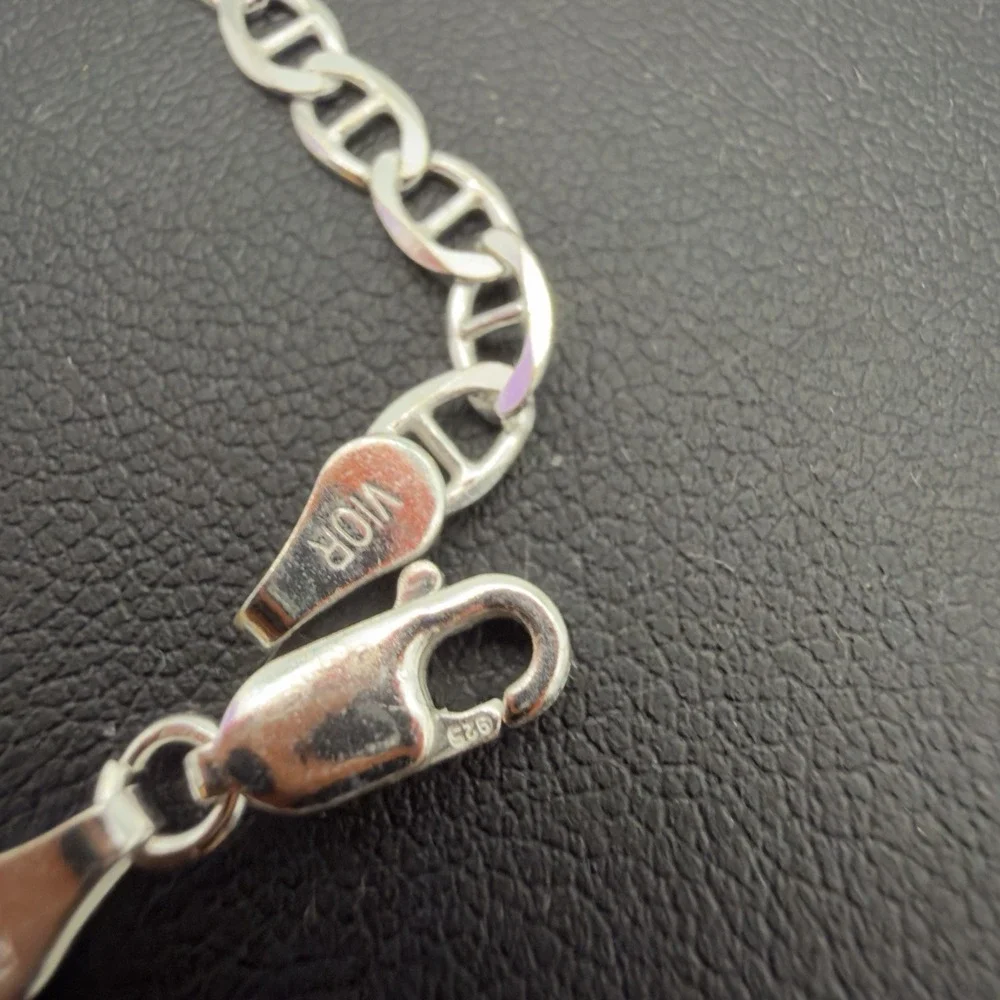 Vtg Vior Italy 925 Sterling Silver Mariner Link Chain Bracelet 8.25
